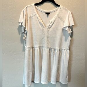 Torrid White Peplum Top with Lace Detail - 2